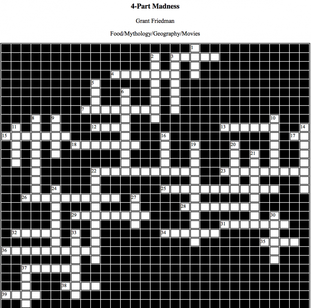 4-Part Madness Crossword Puzzle for 9/16/2015