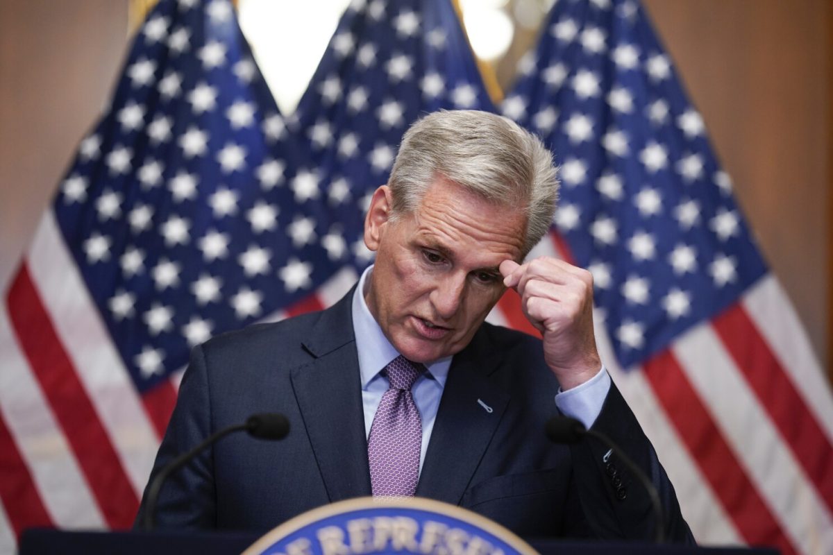 Rep.+Kevin+McCarthy%2C+R-Calif.%2C+speaks+to+reporters+hours+after+he+was+ousted+as+Speaker+of+the+House%2C+Tuesday%2C+Oct.+3%2C+2023%2C+at+the+Capitol+in+Washington.+%28AP+Photo%2FJ.+Scott+Applewhite%29